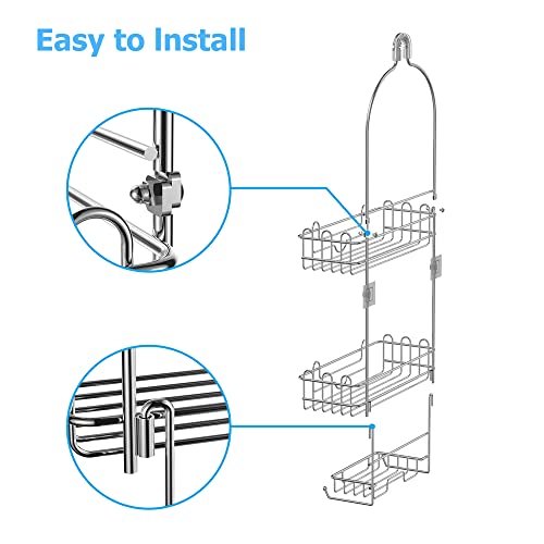Bextsrack Hanging Shower Caddy Organizer, Sus201 Stainless Steel Bathroom Over Shower Head Caddy For Shampoo, Conditioner, Soap, Towels And More, Chrome #TOP6
