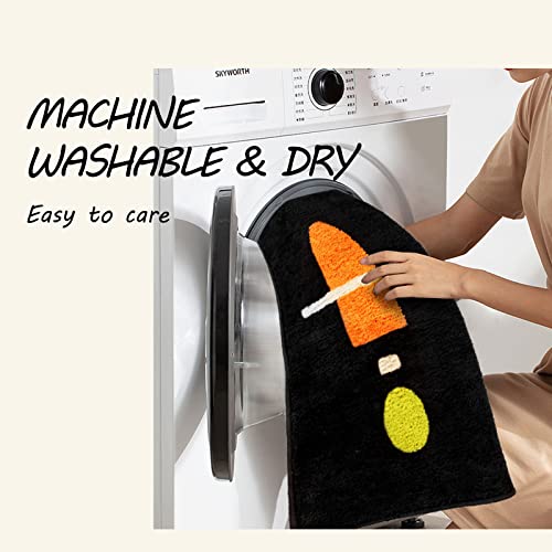 Vinhmor Bathroom Rugs 18"X28" Cute Bath Mat Non-Slip Abstract Absorbent Washable Bath Rug Soft Microfiber Modern Bathroom Decor Doormat For Bathroom Tub Shower Washbasin Entryway, Dark Gray #TOP5