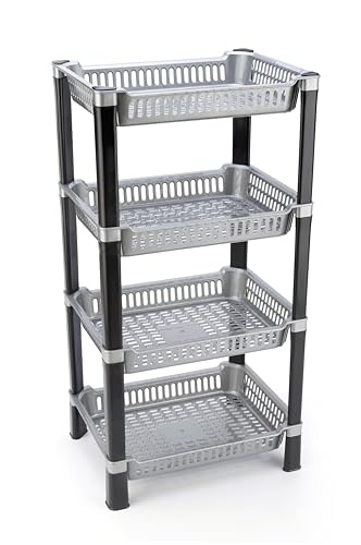 Image of U-Max Multi Tire Kitchen Storage Rack, Plastic Utility Shelf Organiser, Space Saving Storage Solution, Revolving Vegetable Rack (Silver, 4)