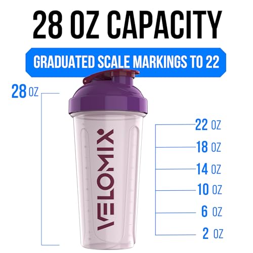 Image of VELOMIX -2 Pack- 28 oz Protein Shaker Bottles for Protein Mixes - 2x Wire Whisk | Leak Proof Shaker Cups for Protein Shakes and Pre Workout | Protein Shaker Bottle Pack (A5) Mixed Aurora