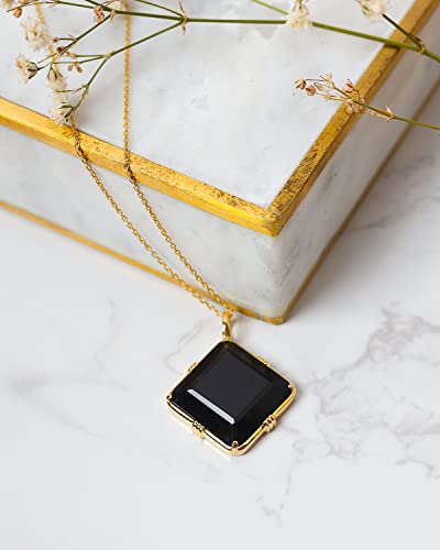 YoTreasure 14K Gold Over 925 Silver Green Onyx Black Onyx Blue Mohave Turquoise Chain Pendant Necklace Jewelry4