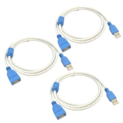 Image of 3M(9.84FT) USB 2.0 Male to Female Extension Cable, USB A Male to A Female Cable Cord Wire, PenDrive Extender for Tv, Pc, Hard Drive, Mouse Keyboard, Webcam, Scanner (White Pack 3)
