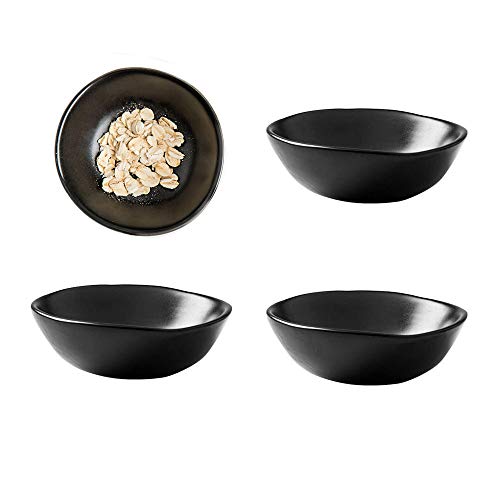 Matte Ceramic Dipping Sauce DishesBlack Sushi Soy Sauce Dipping Bowls Appetizer Plates with Irregular Edge Side Dish for Kitchen Home Housewarming
