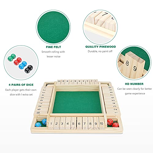 Shut The Box juego de mesa de madera 12 pulgadas miniatura 6