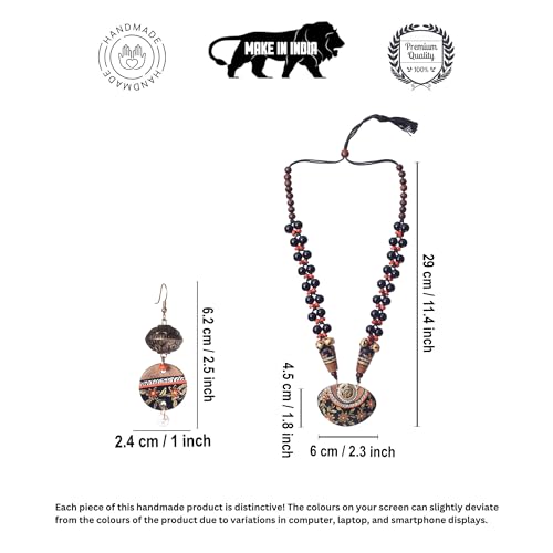 Image of AAKRITI ART CREATIONS Handcrafted Women's Jewelry Set - Ethnic Necklace and Earrings, Fashion Accessories for Special Occasions & Celebrations