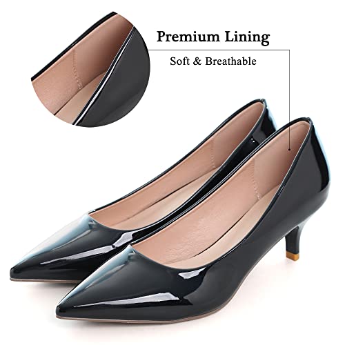 Image of Women's Low Kitten Heel Pumps Classic Fashion Dress Pumps Simple Heeled Shoes for Office Work