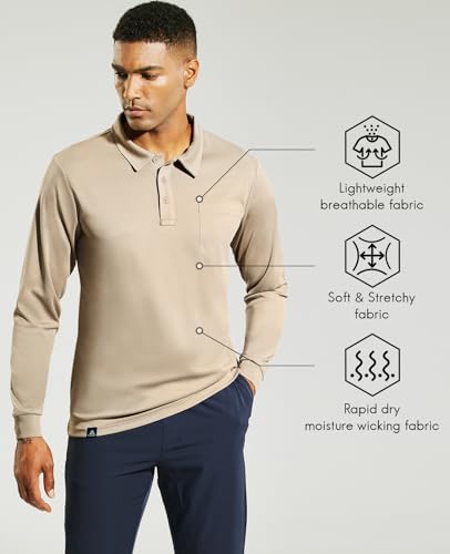 Haimont Men's Polo Shirts Golf Long Sleeve Lightweight Polyester Collared Tshirt Moisture Wicking Regular Fit2