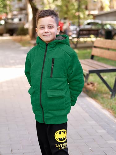 Image of Boys Zip Up Hoodie Kid Hooded Jacket | Fleece Lining,Soft Warm coat,Fall Winter Outwear for 6-15 Years Unisex,Sweatshirt Suitable for School,Outdoor