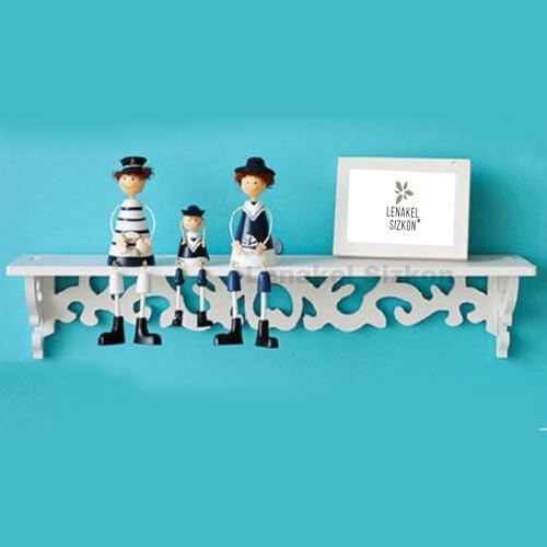 Image of Beautiful Wooden Shabby Chic Style Floating Wall Shelves | Bookshelf | Wall Mounted Decorative Display Shelf |Wall Brackets for Living Room (Set of 1 (White))