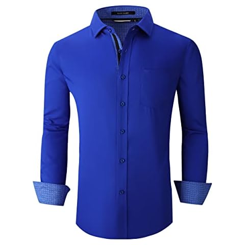 Camisa de vestir para hombre Alex Vando, sin arrugas, ajuste regular, elástico de bambú con botones Cover