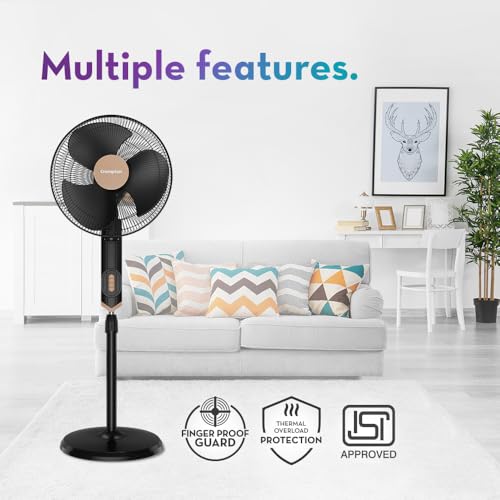 Image of Crompton HISPEED Torpedo EX 400 mm Pedestal Fan | 2100 RPM | Easy Neck Tilt Mechanism | Superior Air Delivery | Smooth Oscillation | 2 Year Warranty | Black Bronze