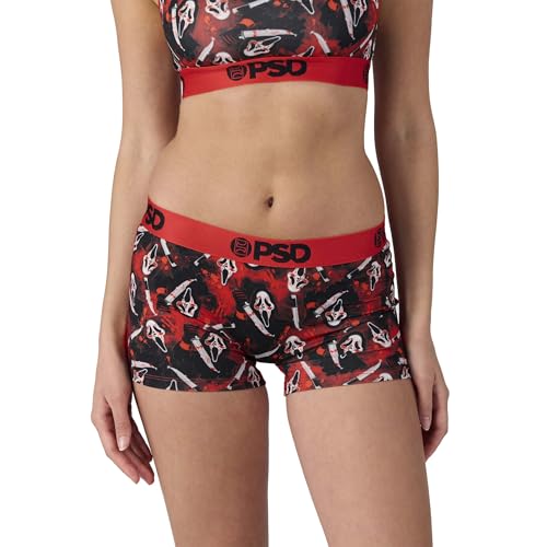 PSD Women's Ghostface Slasher Full Coverage Boy Short Underwear - Soft, Comfortable, & Breathable Boyshort Underwear for Women