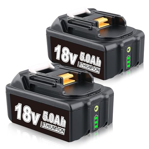 PERSEVER 2 Pack 18V 5000mAh BL1860B Lithium Battery Compatible with Makita 18V Batteries BL1850B BL1850 BL1840 BL1850B-2 BL1845 BL1830 BL1820 BL1815 LXT-400 with LED Charge Indicator
