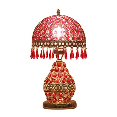 WMYDNX Lighting Tools Warm LED Table Lamp, Crystal Desk Lamp with Metal Base for Bedroom Bedside, Romantic Decoration Reading Lamp for Study Indoor (Color : Type A, Switch Type : Button)