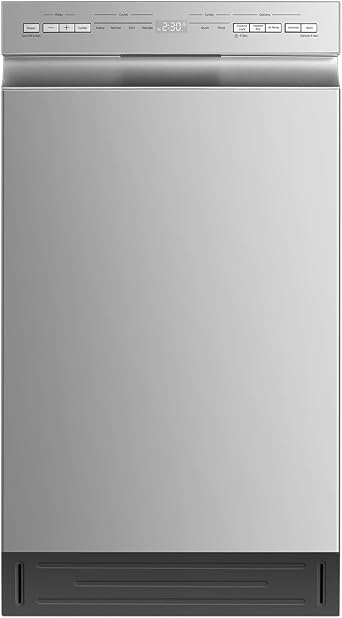 Midea MDF18A1AST Built-in Dishwasher with 8 Place Settings, 6 Washing Programs, Stainless Steel Tub & Eastman Dishwasher Installation Kit with Angled Electrical Cord, 3/4 Inch Compression