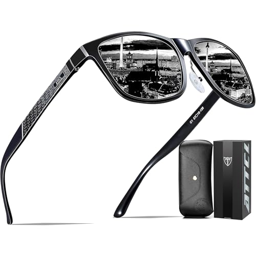 ATTCL Homme Lunettes De Soleil Polarisées Al-Mg métal Cadre Super Léger UV400 CAT 3 CE 8587 Noir