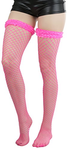 Image of ToBeInStyle Women's Fine Classic Fishnet Thigh High Stretch Nylon Novelty Stockings