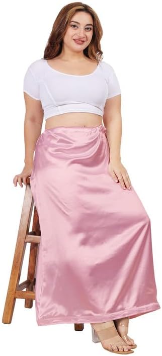 Women's Clothing Solid Satin Silk Petticoat Solid Soft & Smooth Satin Underskirt Sari - Image 6