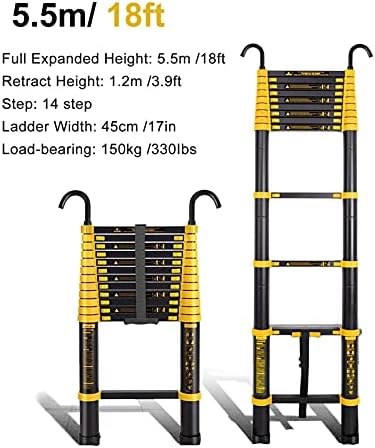 Telescopic Ladder Telescopic Ladders Multi-Purpose Extendable Ladder Telescopic Ladder Extendable Telescopic Ladder with Hook, 5m/ 4m/ 3m/ 2m Tall Aluminium Telescoping Ladder, Extension Lad