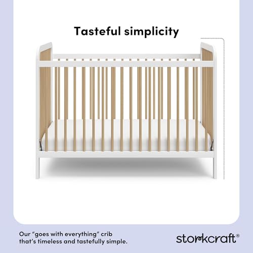 Image of Storkcraft Pasadena 3-in-1 Convertible Crib, White and Driftwood