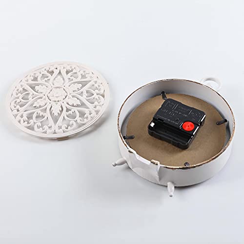 Nikky Home Vintage Table Clock With Handle, Shelf Desk Top Clock Battery Operated Rustic Design, Chic Home Decor For Fireplace Mantel, Desktop, Countertop, Distressed White #TOP6