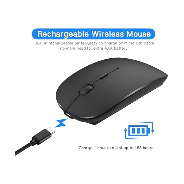 ZERU Bluetooth Mouse,Rechargeable Wireless Mouse for MacBook Pro/MacBook Air,Bluetooth Wireless Mouse for Laptop/PC/Mac/iPad pro/Computer - Image 4