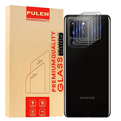 PULEN [4 Unidades] Protector de Lente de cámara para Samsung Galaxy S20 Ultra, Vidrio Templado [antihuellas] [película Resistente a los arañazos]