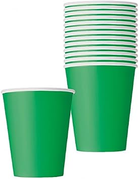 Premium Emerald Green Paper Cups Set - 9 oz (14 Pcs) - Elegant & Eco-Friendly Party Drinkware - Perfect for Birthdays, Showers, Special Celebrations