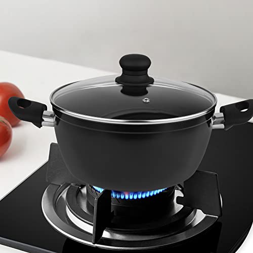 Lake Tian 4 Quart Nonstick Pot With Lid, Stew Pot, Stock Simmering Soup Healthy Duty, Dishwasher Safe, Saucepot, Cooking Double Handle Small Medium Stockpot 4Qt #TOP6
