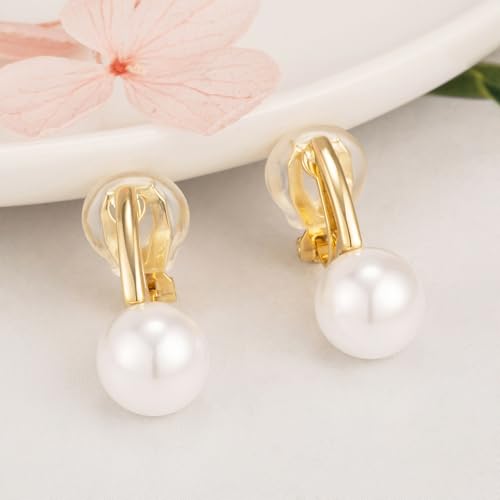 Minimalist Simulated Pearl Drop Clip On Earrings for Women Non-piercing Clip Earrings3