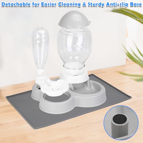 image for YECERCAN Gravity Feeder Cat Dry Food and Water Set, 2 in 1 Automatic C