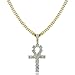 TOPGRILLZ 14K Gold plated Micro Pave Egyptian Ankh Cross Pendant 24" Chain Necklace