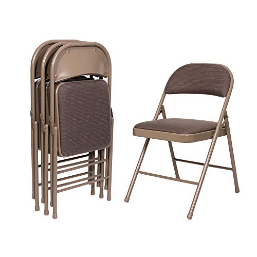 OEF Furnishings (4 Pack) Fabric Upholstered Steel Folding Chair, Star Trail Brown