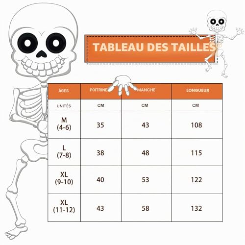 HaoVrisn Déguisement Halloween Enfant Costume Squelette Garçon Qui Brille Dans la Nuit (5-6 Ans) – vue 6