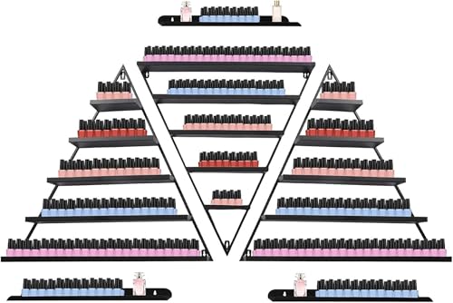 Expositor de esmaltes de uñas de metal dorado y diseño triangular elegante 2