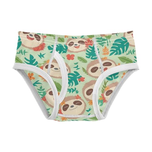 Wusikd Cute Sloth Tropical Leaves Flowers Boys' Underwear Cotton Boys Briefs Soft Toddler Underwear 2T