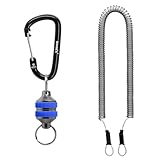 SAMSFX Fishing Strongest Magnetic Net Release Magnet Clip Holder Retractor with Coiled Lanyard (Blue Grips)