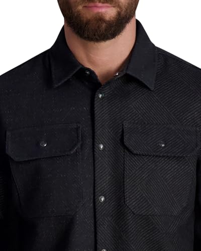 KARL LAGERFELD Men's Chest Pockets Long Sleeve Mixed Pattern Shirt Jacket4