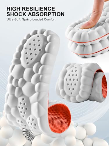 Image of 4D Cloud Insoles for Men, Arch Support Insoles, Memory Foam Insoles, Steppers Insoles Shock Absorption and Cushioning Sports Shoe Insoles for Foot & Joint Support (Orange, Men 8-14(12.4 Inch)