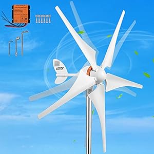 VEVOR Wind Turbine Generator, 12V/AC Wind Turbine Kit, 500W Wind Power Generator With MPPT Controller 5 Blades Auto…