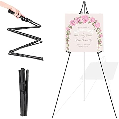 Easel Stand for Wedding Sign & Poster 63'' Tripod Collapsible Portable Artist Floor Easels for Display Show - Easy Folding Telescoping Adjustable Art Poster - Upgraded Version Cover