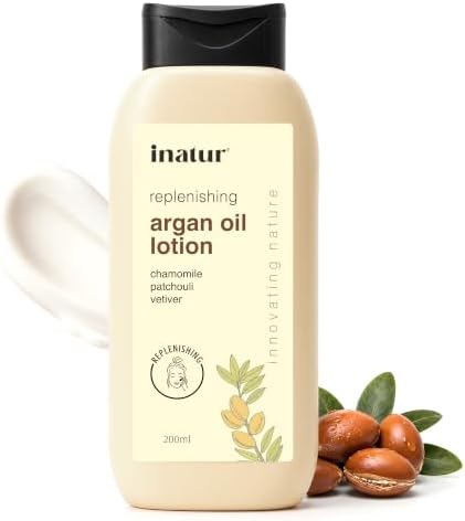 Inatur Argan Oil Lotion 200ml – Deep Hydration for Face & Body | Non-Sticky, Natural & Vegan Moisturizer | Ideal for Dry Skin | Nourishing Winter Care for Men & Women | Smooth, Soft Skin Everyday