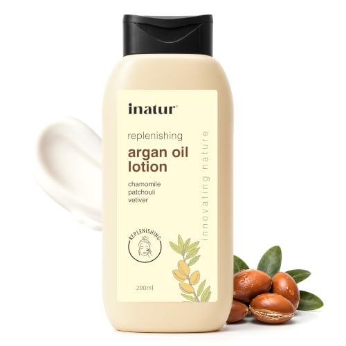 Image of Inatur Argan Oil Lotion 200ml - Deep Hydration for Face & Body | Non-Sticky, Natural & Vegan Moisturizer | Ideal for Dry Skin | Nourishing Winter Care for Men & Women | Smooth, Soft Skin Everyday