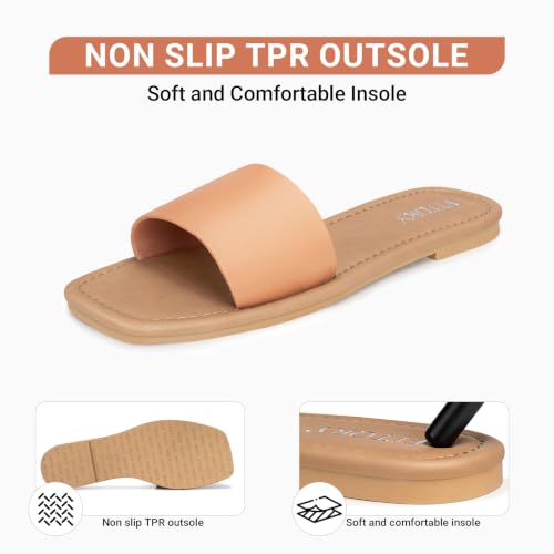 Image of FITORY Womens Slide Sandals Dressy Flat Comfortable Slippers for Summer