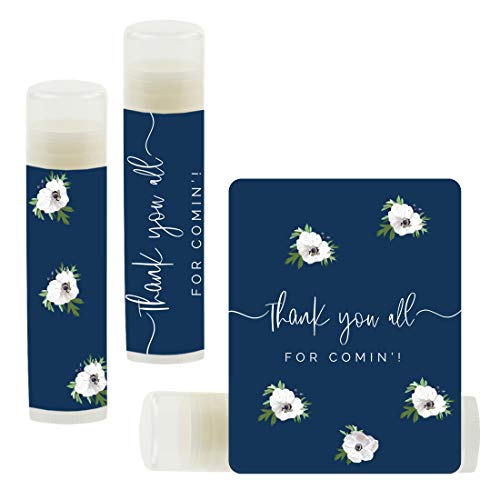 Andaz Press Winter Navy Blue with Eucalyptus Blossoms Baby Shower Party Collection, Lip Balm Birthday Party Favors, Thank You All for Coming, Baby Shower Party Favors, 12- Pack