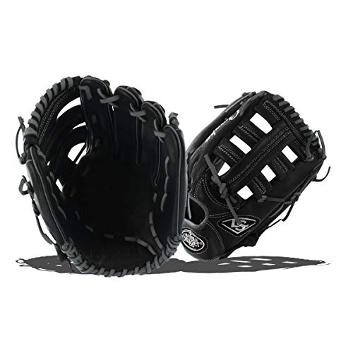 Louisville Slugger Omaha Baseball Gloves, Right Hand, 12.5', Black/Gray