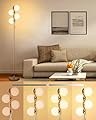 Lightdot 64IN Dimmable Globe Floor Lamp, Gold Standing Lamps with 4pcs 3000K G9 Bulbs Soft Warm White Eye Care, Mid Century Floor Lamp for Living Room