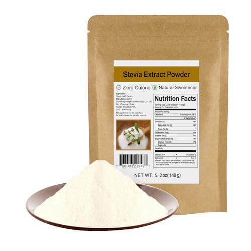 CCnature Pure Stevia Extract Powder without Erythritol 5.2oz(148g) - Highly Concentrated Stevia Powder Sweetener Zero Calorie No Artificial Natural Sugar Alternative