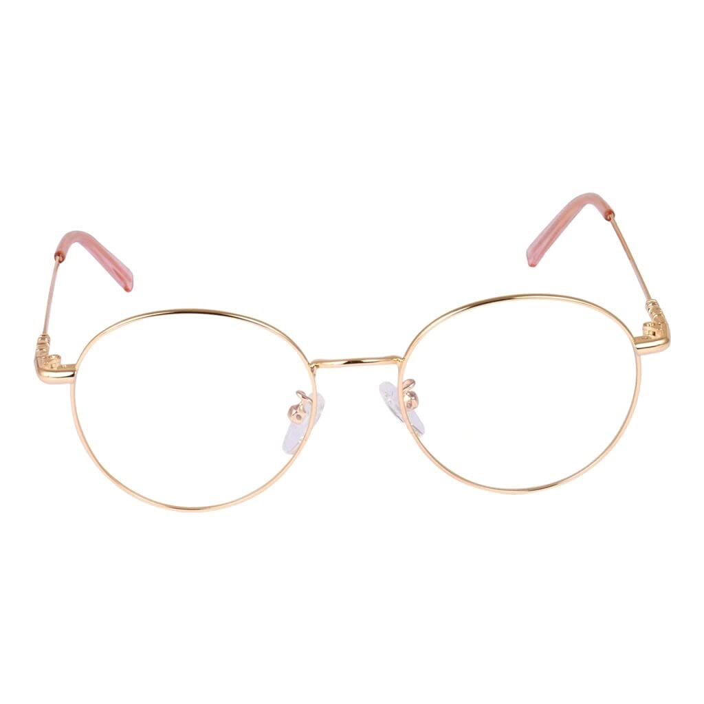 Roshfort Men Women Round Lightweight Spectacle Frame Eyeglasses UV Protection Anti Eye strain Computer Glasses Frame Size Small (Gold, B-3) - Image 3 thumbnail