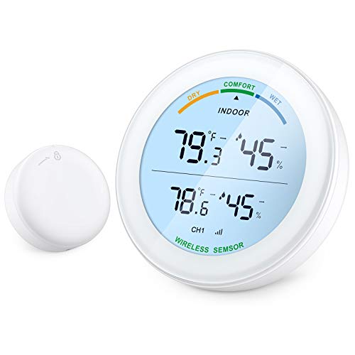 ORIA Indoor Outdoor Thermometer Wireless Digital with Remote Sensor, Hygrometer Humidity Gauge Temperature Monitor, Digital Hygrometer Thermometer with LCD Backlight for Home, Office, Bedroom